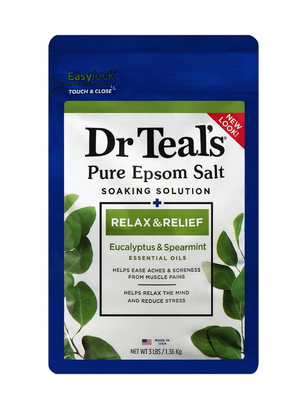Dr Teal's Epsom Salt Magnesium, Eucalyptus and Spearmint (3lbp) (2 packs)
